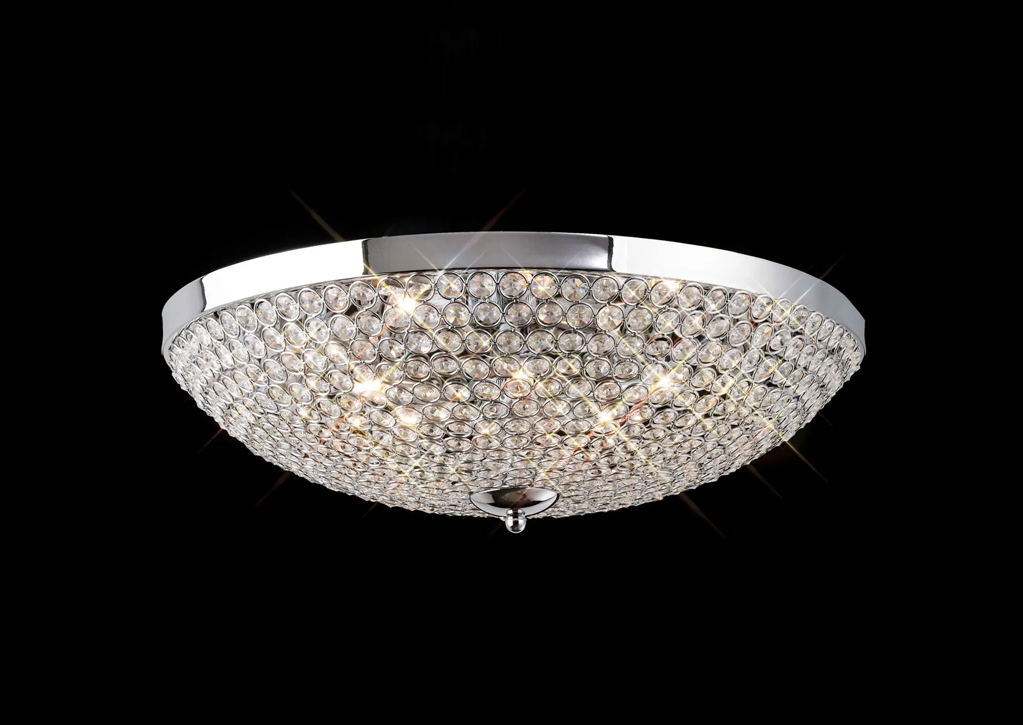 Ava Polished Chrome Crystal Ceiling Lights Diyas Flush Crystal Fittings